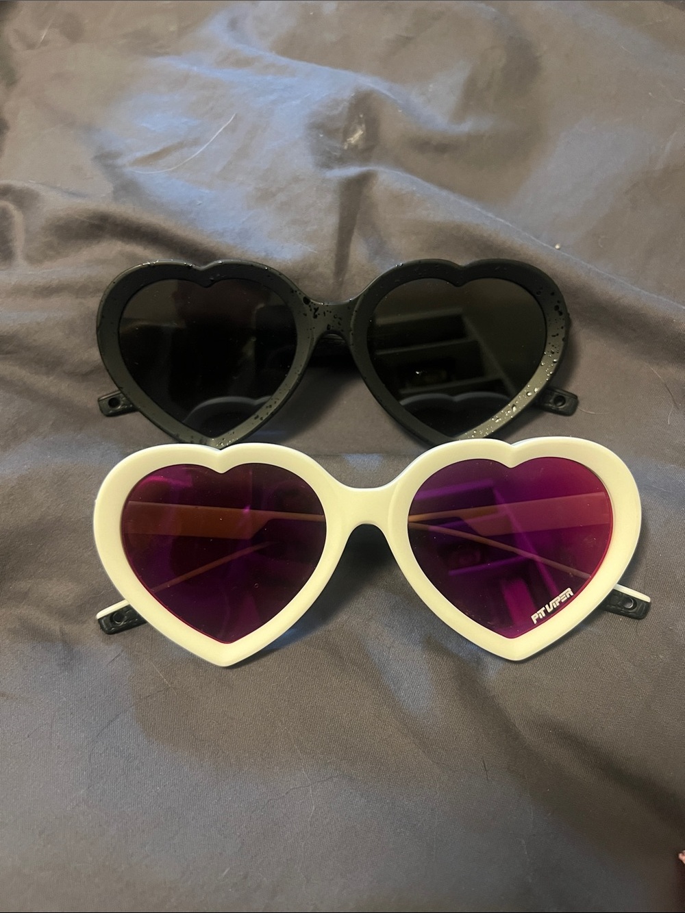 SOLD OUT Pit Viper Heart Sunglasses Black and White with Purple Lenses